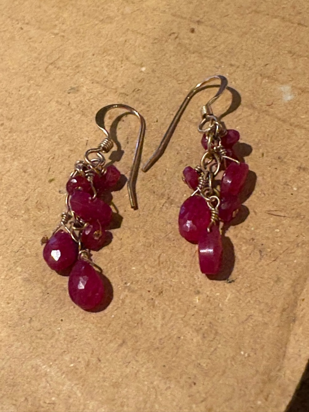 Faceted Red Teardrop Cluster Earrings - Women Jewelry